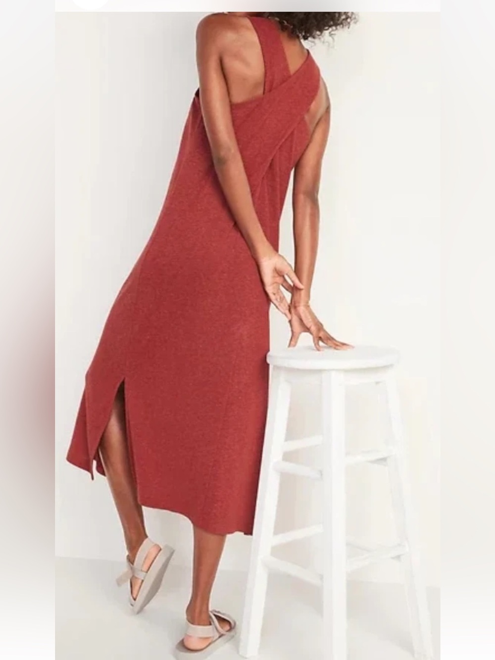 Old Navy Rust Red Knit Midi Dress